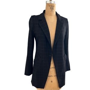 Plaid Long Black Blazer